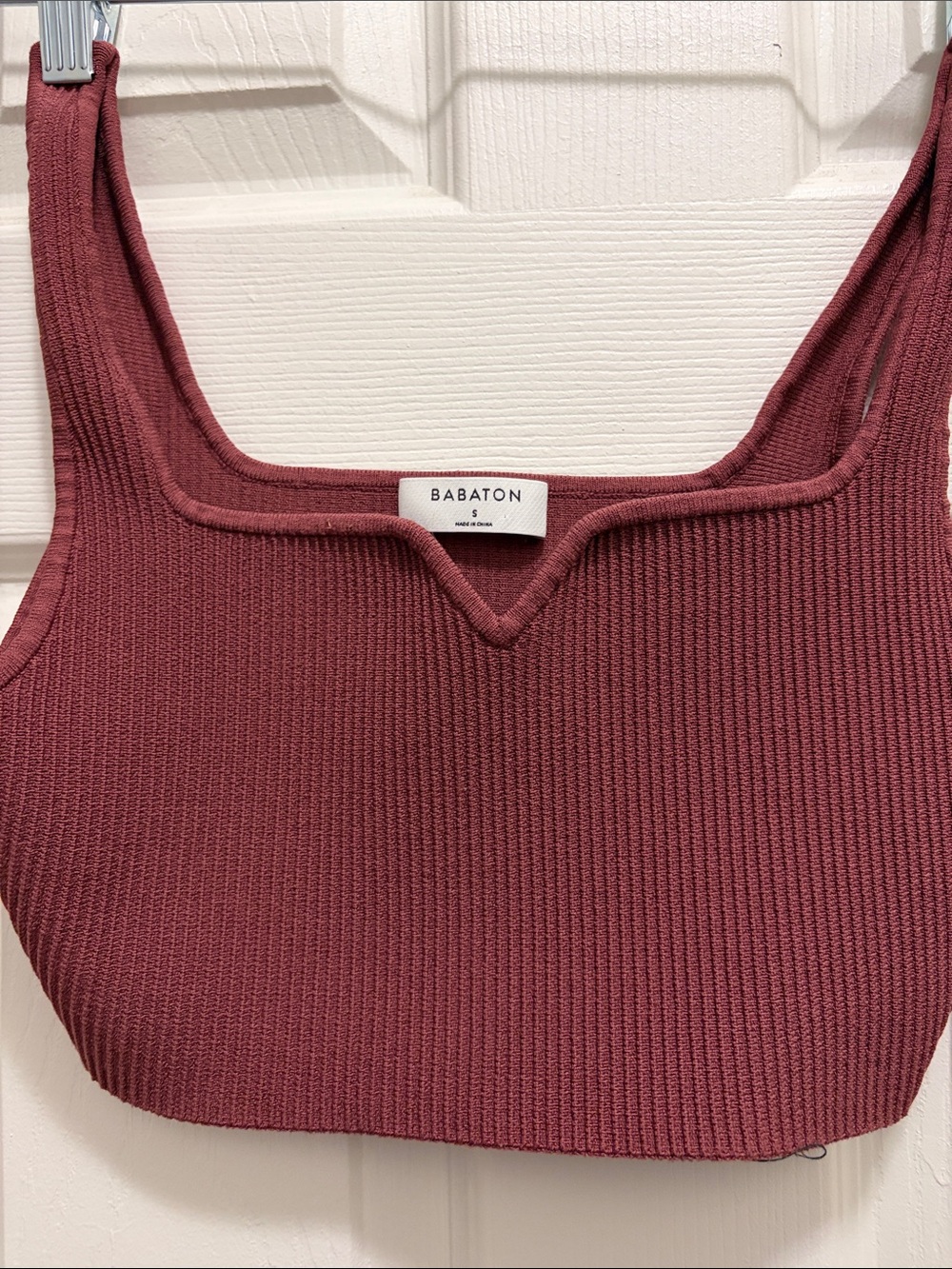 Babaton Ribbed Cropped Tank Top in Wine